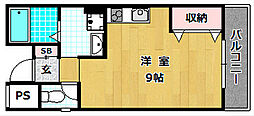 シャンテー中宮3 ワンルームの間取図画像
