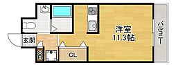 シャンテー御殿山2番館 ワンルームの間取図画像