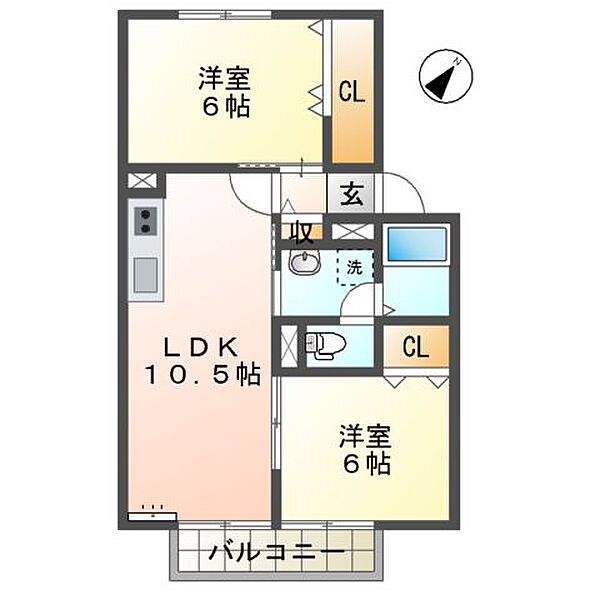 滋賀県東近江市八日市上之町(賃貸アパート2LDK・2階・50.78㎡)の写真 その2