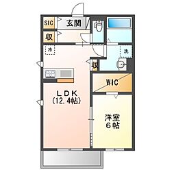 近江鉄道八日市線 新八日市駅 徒歩8分の賃貸アパート 2階1LDKの間取り