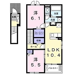 蒲生郡日野町大字大窪アパート 2LDKの間取図画像