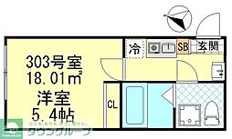 CK四ツ木 3階1Kの間取り