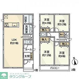 北総鉄道 矢切駅 徒歩5分の賃貸一戸建て 4LDKの間取り