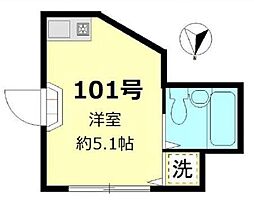 JR常磐線 北千住駅 徒歩9分の賃貸アパート 1階ワンルームの間取り