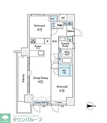 パークキューブ小岩 4階2LDKの間取り