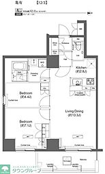 JR常磐線 亀有駅 徒歩5分の賃貸マンション 2階2LDKの間取り