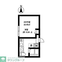つくばエクスプレス 六町駅 徒歩10分の賃貸マンション 2階1Kの間取り