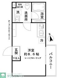 東武伊勢崎線 五反野駅 徒歩3分の賃貸アパート 1階ワンルームの間取り