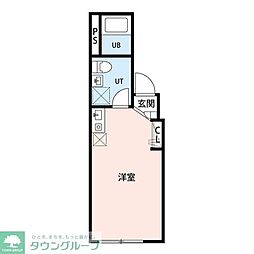 アミスタ小菅 1階1Kの間取り