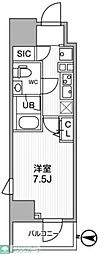 JR総武線 亀戸駅 徒歩5分の賃貸マンション 9階1Kの間取り