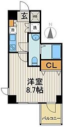 JR総武線 亀戸駅 徒歩9分の賃貸マンション 4階1Kの間取り