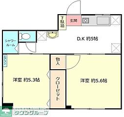 大森コーポ 2DKの間取図画像
