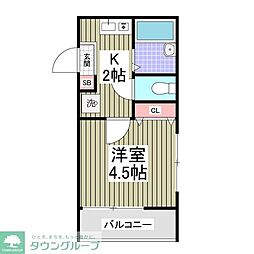 アーバンコート高砂 1Kの間取図画像