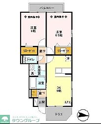 センターハウスB 2DKの間取図画像