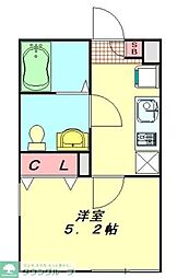 atlas四ツ木 1Kの間取図画像