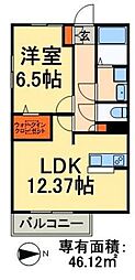 リッツハウス3 1LDKの間取図画像