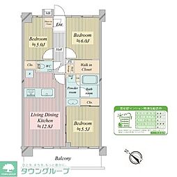 N-stage船堀 3LDKの間取図画像
