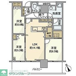 プラウドタワー小岩フロント 31階 3LDKの間取図画像