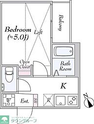 グラード堀切 1Kの間取図画像