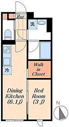 デュオメゾン千住 1DKの間取図画像