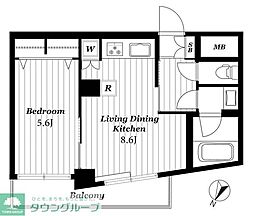 青戸三鈴コーポ 1LDKの間取図画像