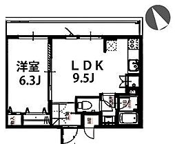 オクドテラス 1LDKの間取図画像