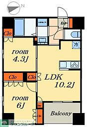 ザ・レジデンス三ノ輪 2LDKの間取図画像
