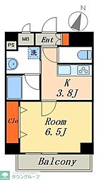 Como Palacio 日暮里 1Kの間取図画像