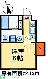 クラーツハイム 1Kの間取図画像