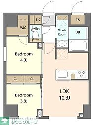 S-RESIDENCE浅草clarity 2LDKの間取図画像