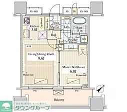 パークコート千代田富士見ザタワー 1LDKの間取図画像