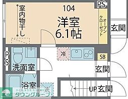 カインドネスα立石SOLASIA 1Kの間取図画像