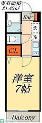 サクラハイム 1Kの間取図画像
