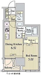 Parknadefit新富町 1DKの間取図画像