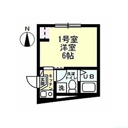 エスポワール堀切B 1Kの間取図画像