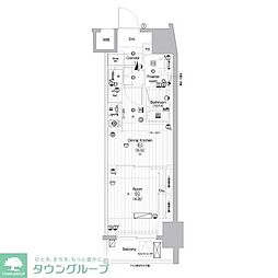 プレミアムキューブ亀戸 1DKの間取図画像