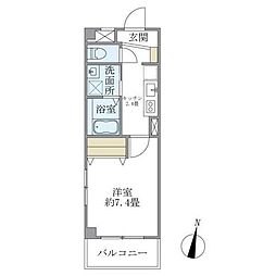 フジ・プライムコート 1Kの間取図画像