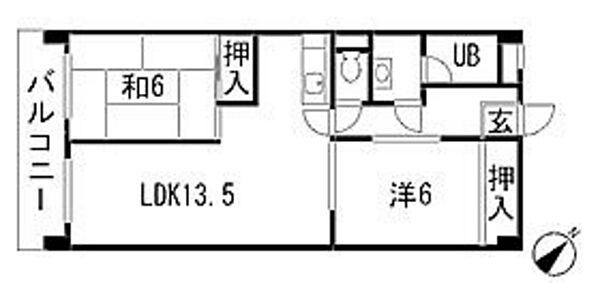 和白ハイツ 402｜福岡県福岡市東区和白５丁目(賃貸マンション2LDK・4階・61.60㎡)の写真 その2