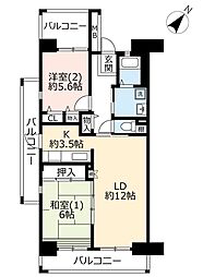 グリーンプラザ幕張3号棟 2LDKの間取図画像