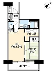 グリーンプラザ幕張3号棟 1LDKの間取図画像