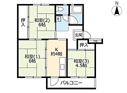 UR都市機構高津団地2-2 3Kの間取図画像