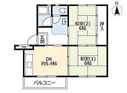 UR都市機構高津団地2-2 2DKの間取図画像