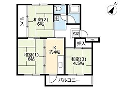UR都市機構高津団地2-2 3Kの間取図画像