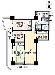 UR都市機構浦安マリナイースト21望海の街11号棟 3LDKの間取図画像