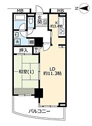 UR都市機構浦安マリナイースト21望海の街8号棟 1LDKの間取図画像