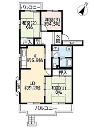 UR千葉ニュータウン高花団地1-6-6 3LDKの間取図画像