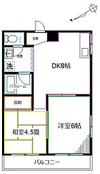 東京メトロ丸ノ内線 方南町駅 徒歩7分の賃貸マンション 2階2DKの間取り