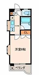 東京メトロ丸ノ内線 中野新橋駅 徒歩3分の賃貸マンション 2階1Kの間取り