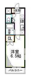 JR中央本線 荻窪駅 徒歩15分の賃貸マンション 2階1Kの間取り