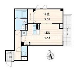 西武新宿線 新井薬師前駅 徒歩13分の賃貸マンション 2階1LDKの間取り